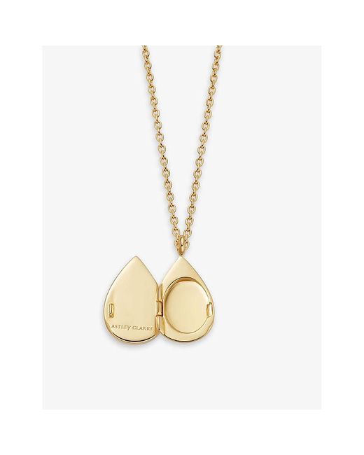 Astley Clarke Metallic Polaris Pear 18ct Yellow Gold-plated Vermeil Sterling-silver And Pearl Locket Necklace
