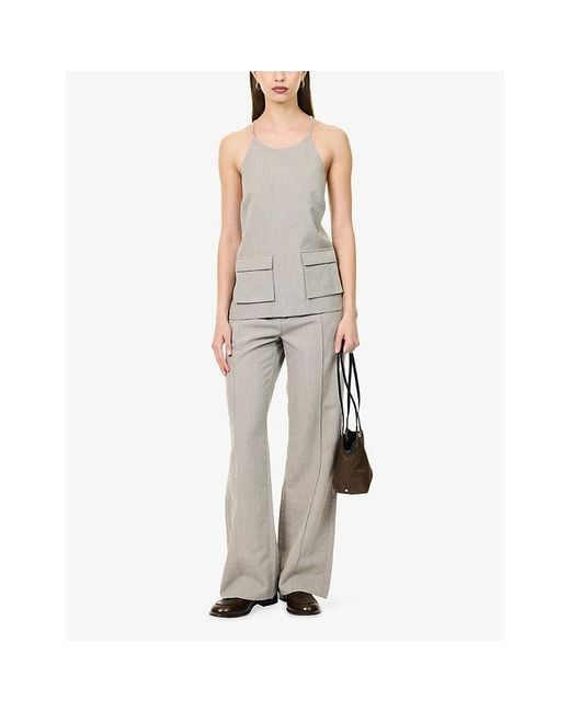 St. Agni Gray Classic Pintuck-Pleat Wool-Blend Trousers