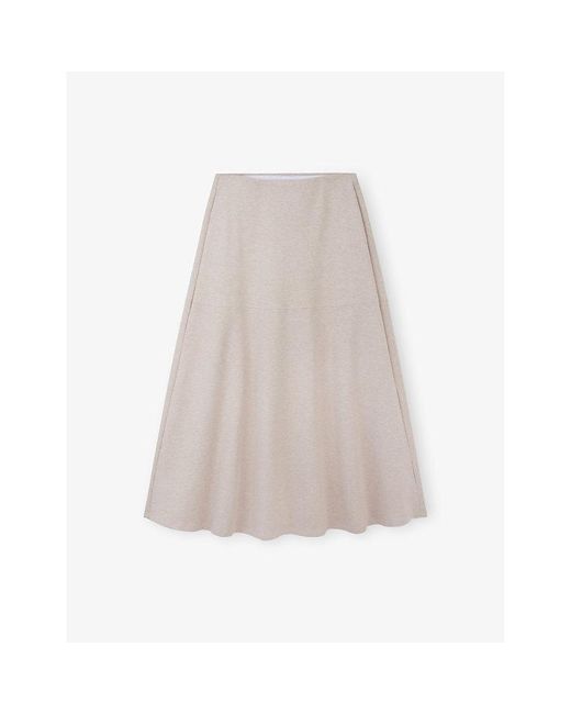 The White Company Natural Elasticated-Waist Regular-Fit Stretch-Jersey Midi Skirt