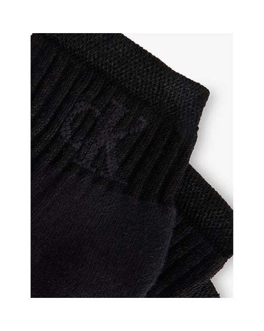 Calvin Klein Black Branded Pack Of Two Cotton-Blend Ankle Socks