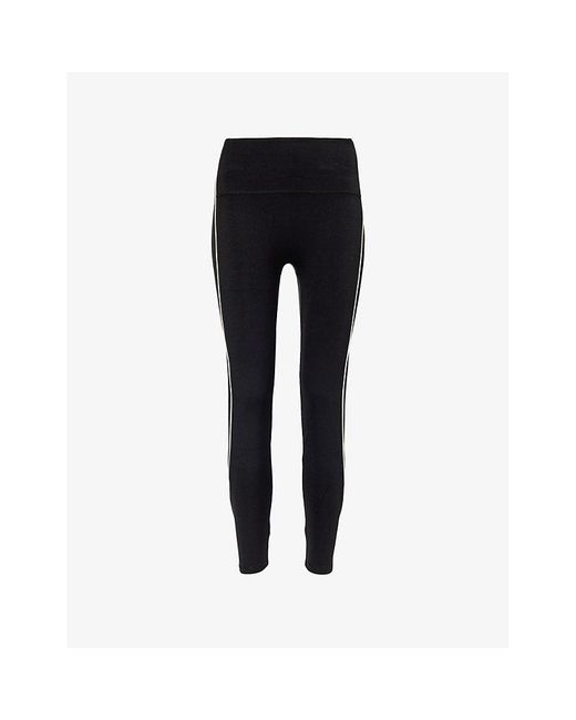 ADANOLA Black Ultimate Contrast-piping High-rise Stretch-recycled Polyamide leggings