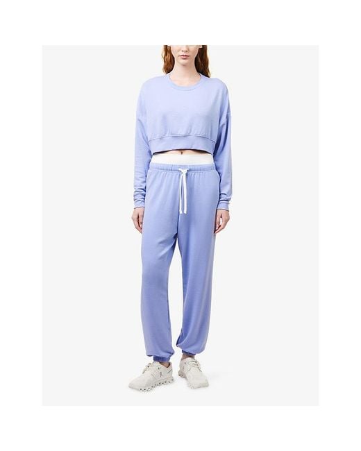Splits59 Blue Noah Cropped Stretch-Jersey Sweatshirt