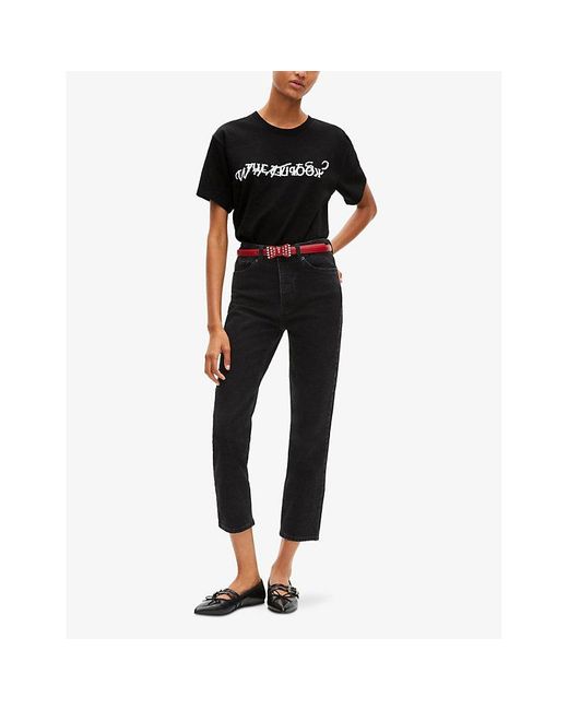 The Kooples Black Logo-Print Short-Sleeve Cotton T-Shirt