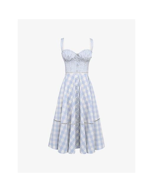 House Of Cb Blue Chiarina Stretch-Cotton Midi Dress