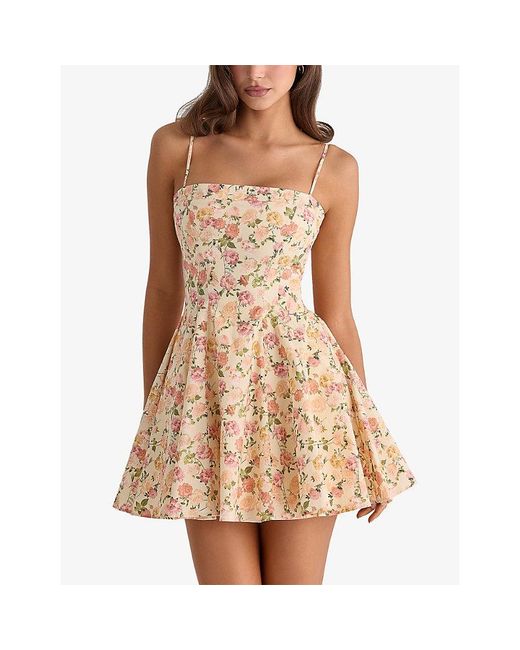 House Of Cb Natural Dolly Square-Neck Stretch-Cotton Midi Dress Xs (A-C Cup)
