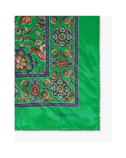 Polo Ralph Lauren Green Floral-pattern Silk Bandana for men