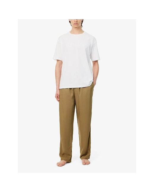 Calvin Klein Natural Branded-patch Elasticated-waist Woven Pyjama Trousers for men