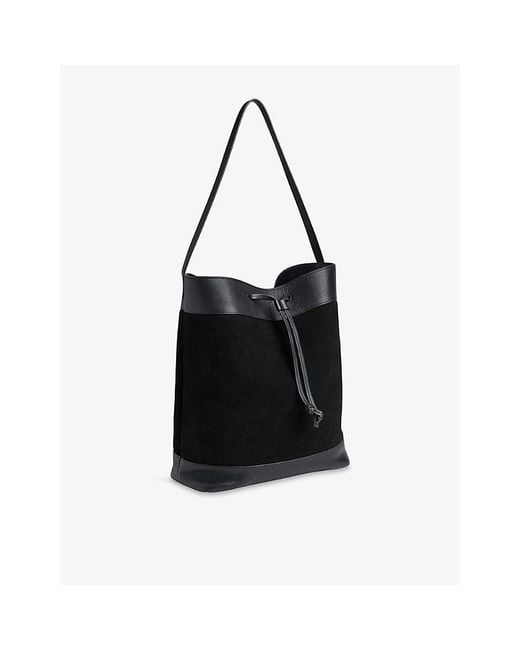 Whistles Black Sasha Suede And Leather Shoulder Bag