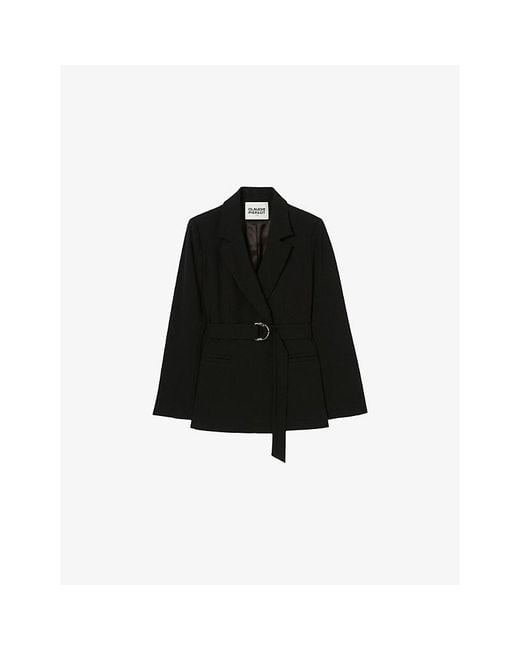 Claudie Pierlot Blue Buckled Regular-fit Crepe Blazer