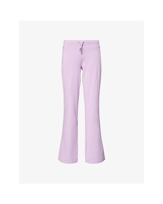 Juicy Couture Purple Apollo Rhinestone-Branding Stretch-Woven Jogging Bottoms
