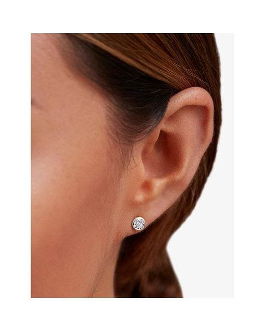 Monica Vinader White Solitaire Sterling- And 0.082Ct Brilliant-Cut Lab-Grown Diamond Stud Earrings