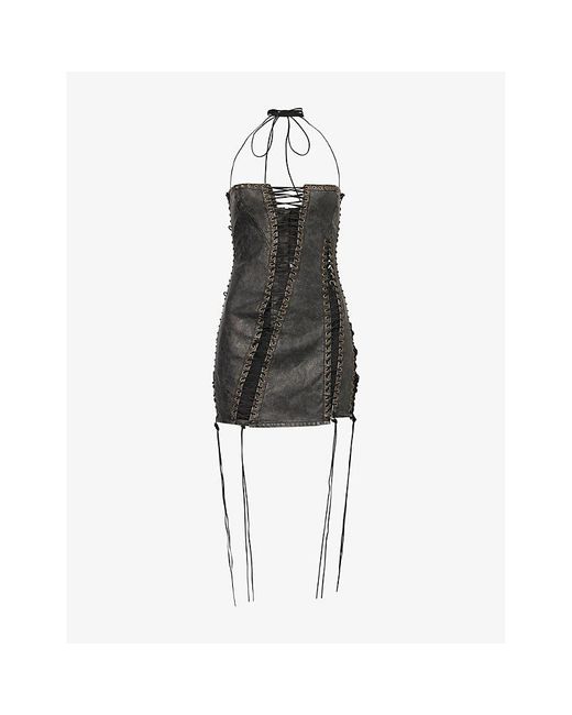 Jaded London Odile Lace-Up Woven Mini Dress in Black | Lyst
