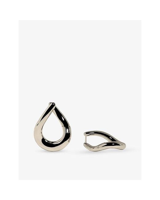 Astrid & Miyu Metallic Molten Xl Rhodium Plated Brass Hoops