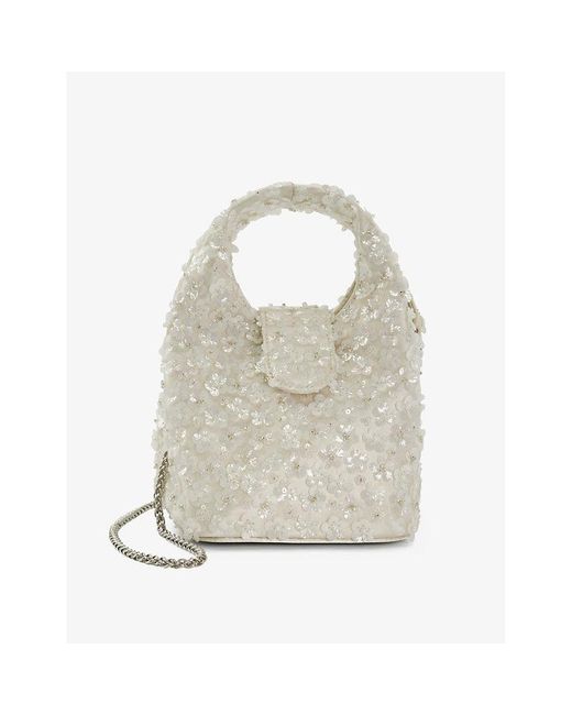 Dune White Bridal Bouquette Sequin-embellished Woven Cross-body Bag