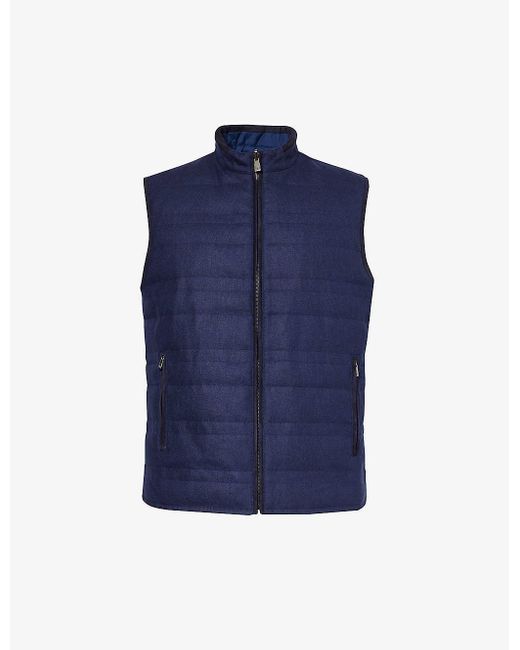 Corneliani Blue Reversible Side-pocket Silk And Wool-blend Gilet for men
