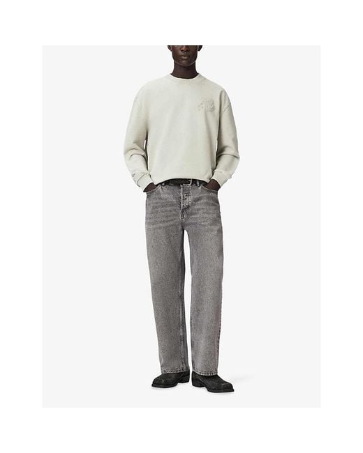 AllSaints White Insignia Logo-Embroidered Cotton Sweatshirt for men