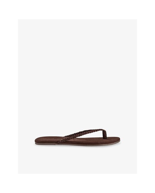 TKEES Brown Lily Braided Suede Flip-Flops