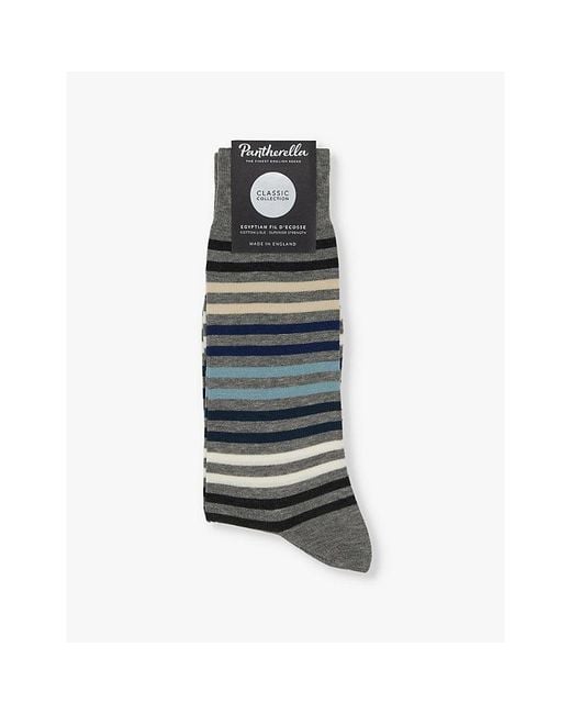 Pantherella Multicolor Kilburn Stripe Pattern Cotton-Blend Socks for men