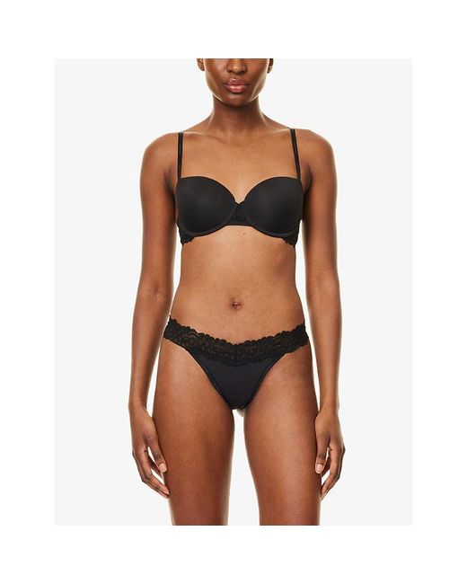 Calvin Klein Blue Attraction Lace-Waistband Stretch-Woven Thong