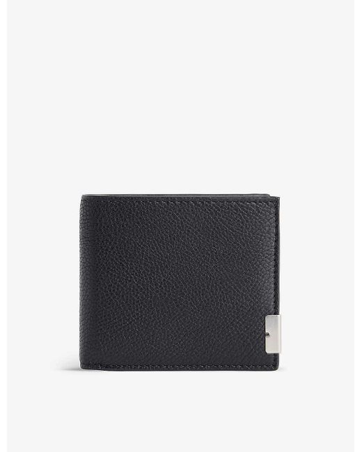 Burberry Black B Cut Leather Bifold Wallet for men