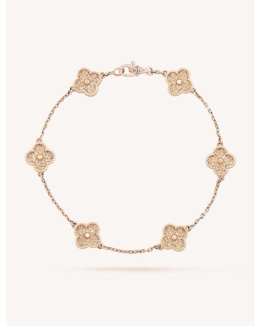 Van Cleef & Arpels Metallic Women's Pink Gold Sweet Alhambra Bracelet