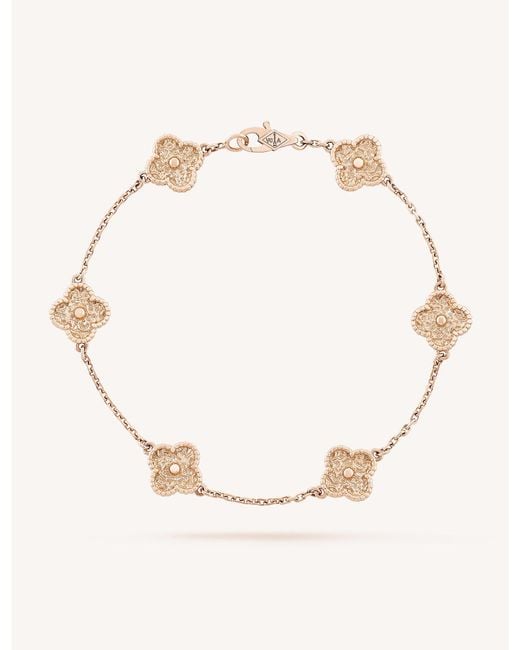 Van Cleef & Arpels Metallic Women's Pink Gold Sweet Alhambra Bracelet