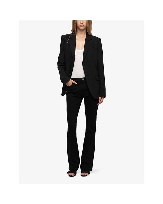 Zadig & Voltaire Black Vanille Rhinestone-Embellished Stretch-Woven Blazer