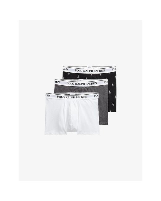 Polo Ralph Lauren Black Classic Pack Of Three Stretch-Cotton Trunks for men