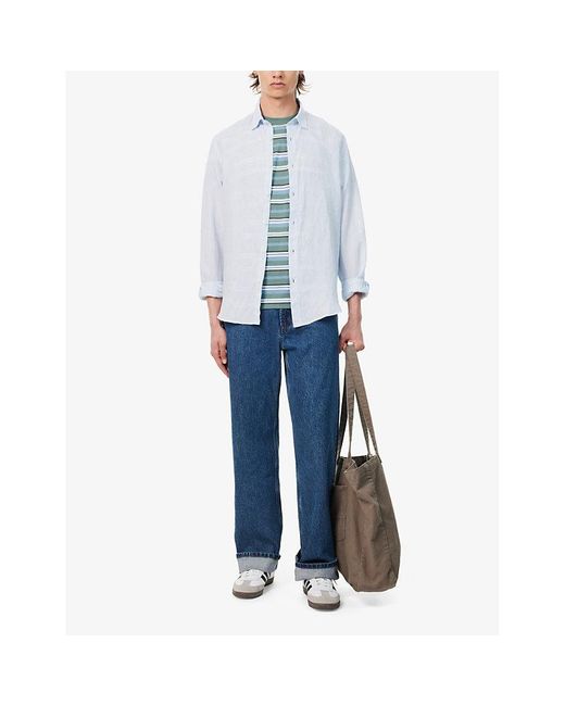 Sunspel White Curved-hem Regular-fit Linen Shirt X for men