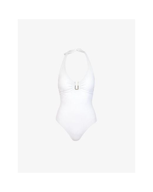 Melissa Odabash White Tampa Halter-Neck Swimsuit