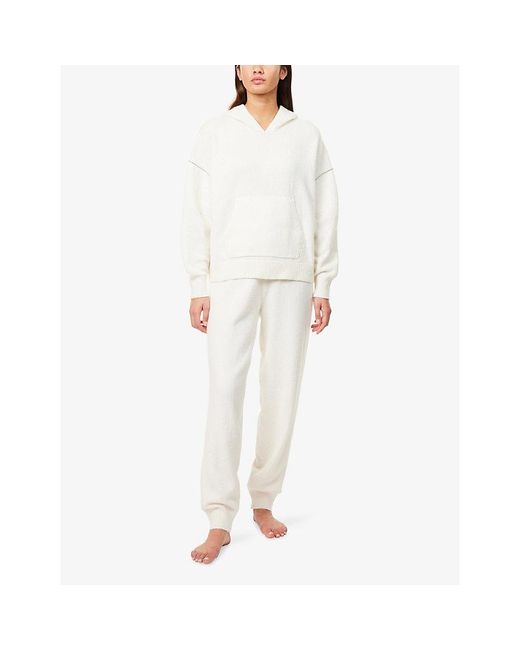 Calvin Klein White Lounge Slim-Leg Plush-Terry Jogging Bottoms