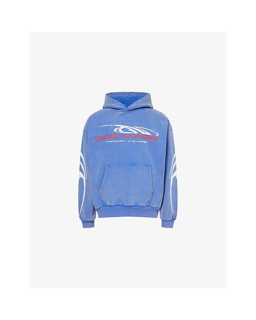 GODMADE Blue Paradise Graphic-Print Cotton Hoody for men