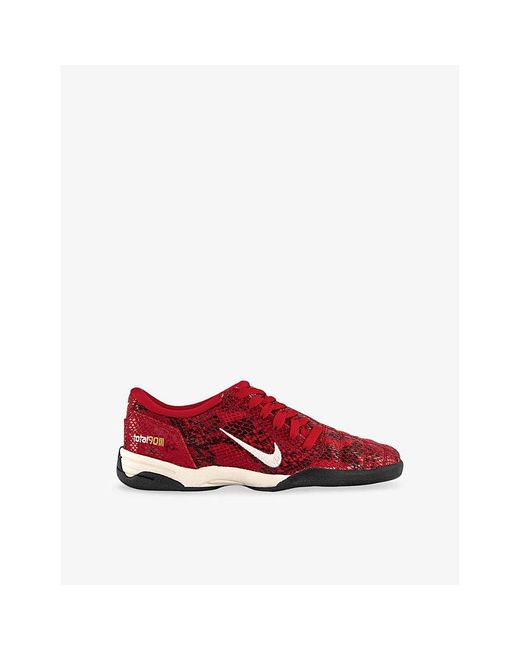 Nike Red W T90 Snakeskin-Embossed Leather Low-Top Trainers
