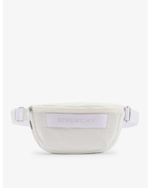 Givenchy White G-trek Branded Woven Belt Bag for men