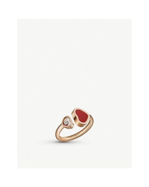Chopard Multicolor Happy Hearts 18c Rose-gold Ring