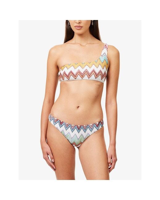Missoni White Zig-Zag Asymmetric Bikini Set
