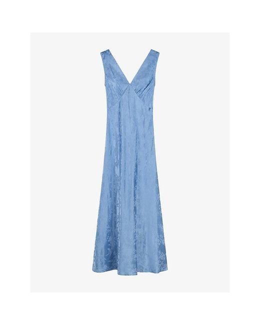 OMNES Blue Iris Floral-Jacquard Woven Maxi Dress