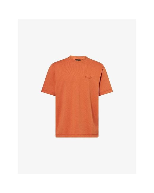 Paul Smith Orange Casual-Fit Embossed-Branding Stretch-Cotton T-Shirt for men