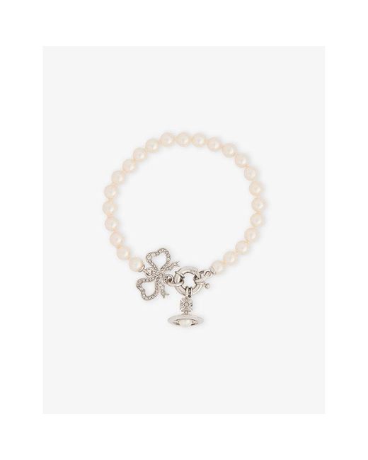 Vivienne Westwood White Rigoberta-Plated Brass And Swarovski Glass Pearl Bracelet