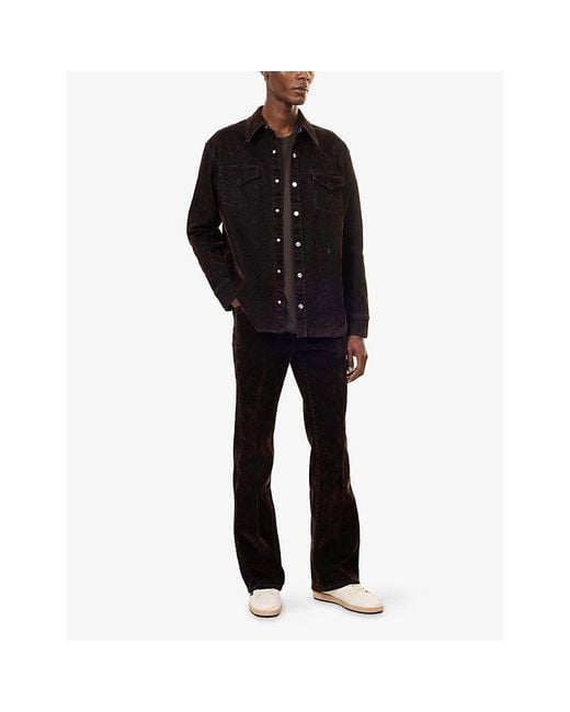 Amiri Black Flared-Leg 5-Pocket Flocked Denim Jeans for men