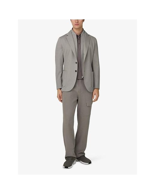 Boggi Gray Regular-Fit Wool Sweatshirt Jacket for men