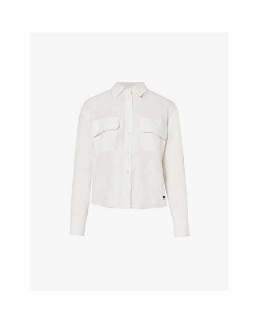 Weekend by Maxmara White Eureka Flap-pocket Relaxed-fit Linen Shirt