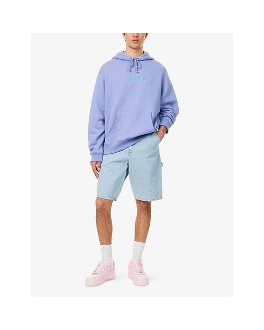 AWAKE NY Blue Classic Logo Kangaroo-Pocket Cotton-Jersey Hoody for men