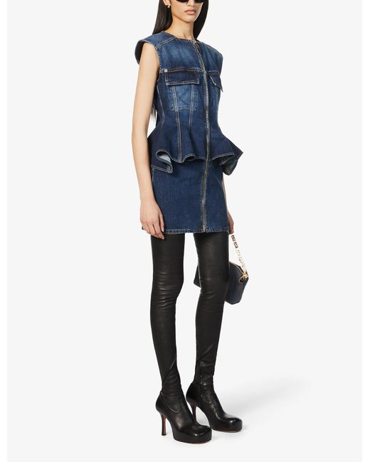 Givenchy Square-neck Peplum Denim Mini 