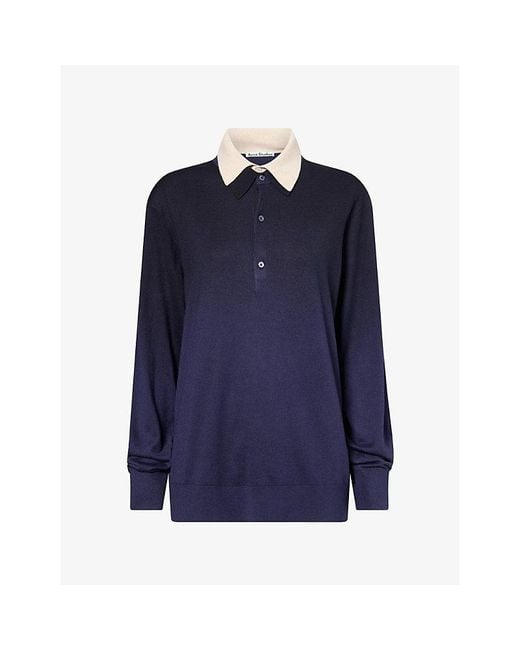 Acne Blue Koyat Layered Wool-Blend Top