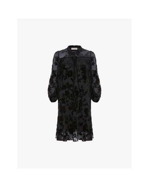 Phase Eight Black Mila Floral-Burnout Velvet Mini Dress