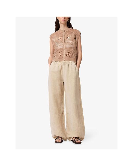 AllSaints Natural Kyra Branded Cotton-Crochet Waistcoat