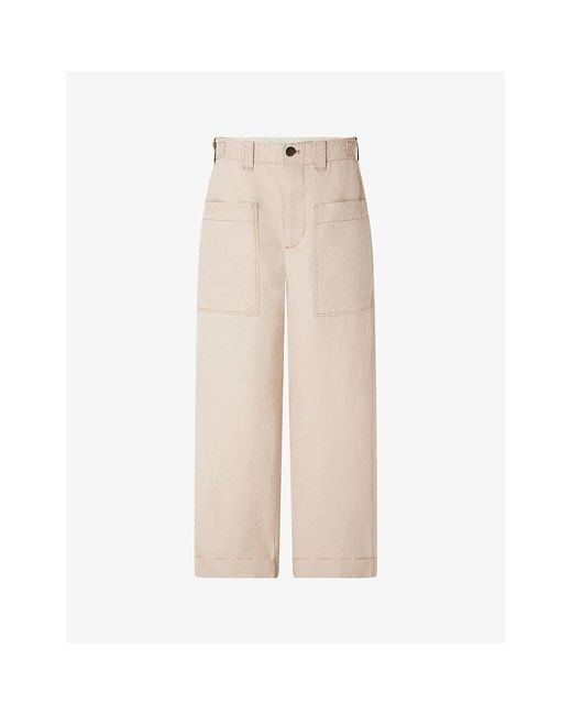 Soeur Natural Thabor High-rise Straight-leg Cotton And Linen-blend Trousers