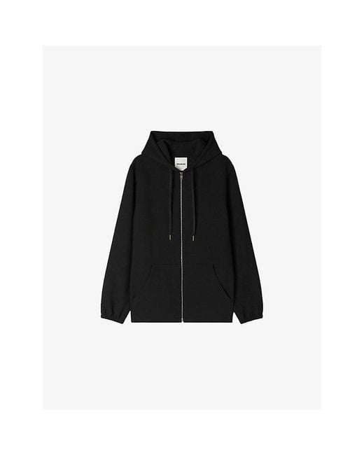 Sandro Black Zip Tech-Knit Jersey Hoody for men