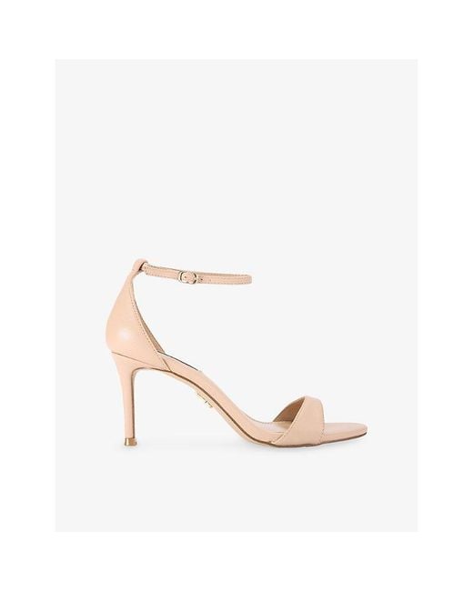 Steve Madden White Nevina Metallic Faux-Leather Heeled Sandals